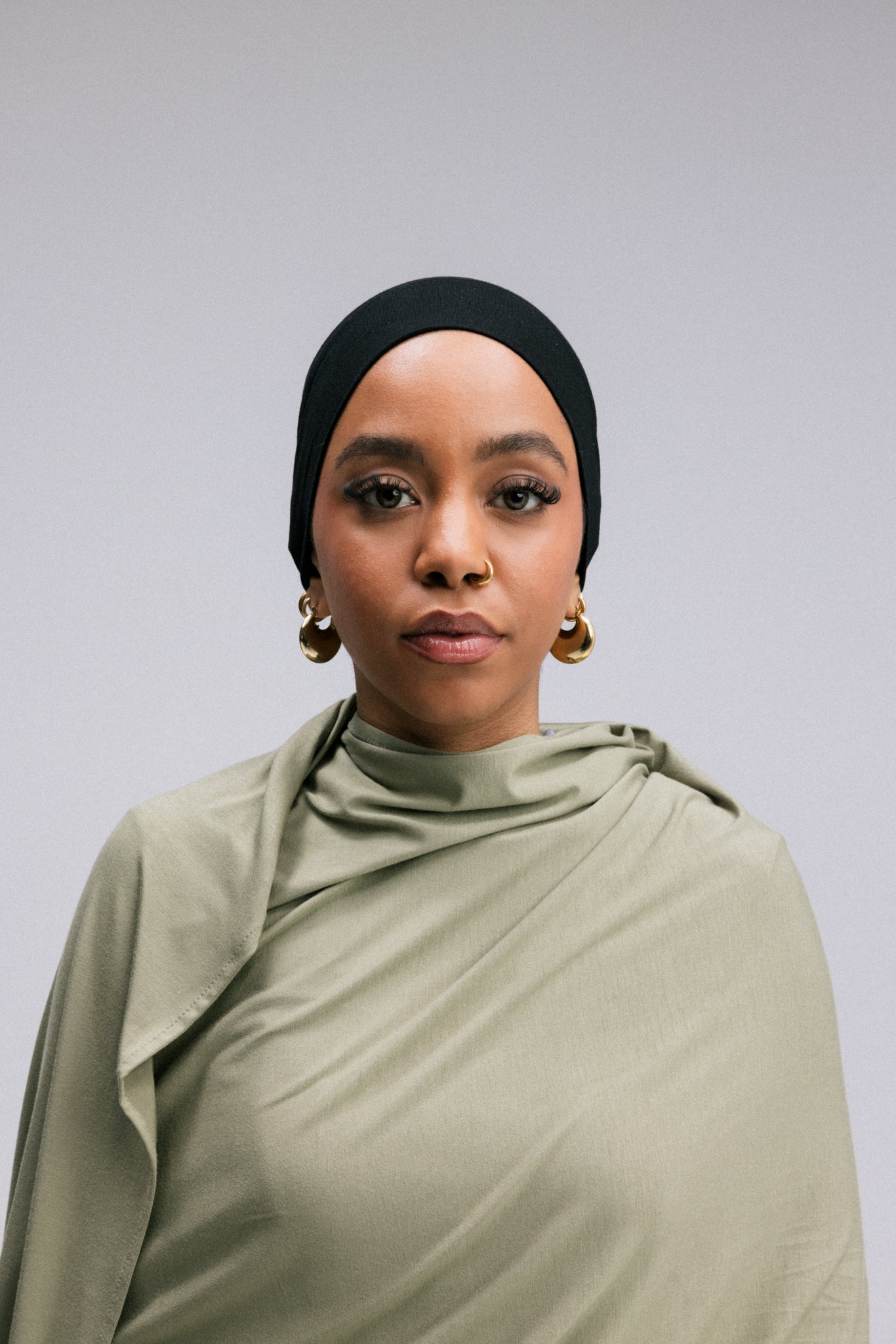 Overlay hijab undercaps in a headband design.