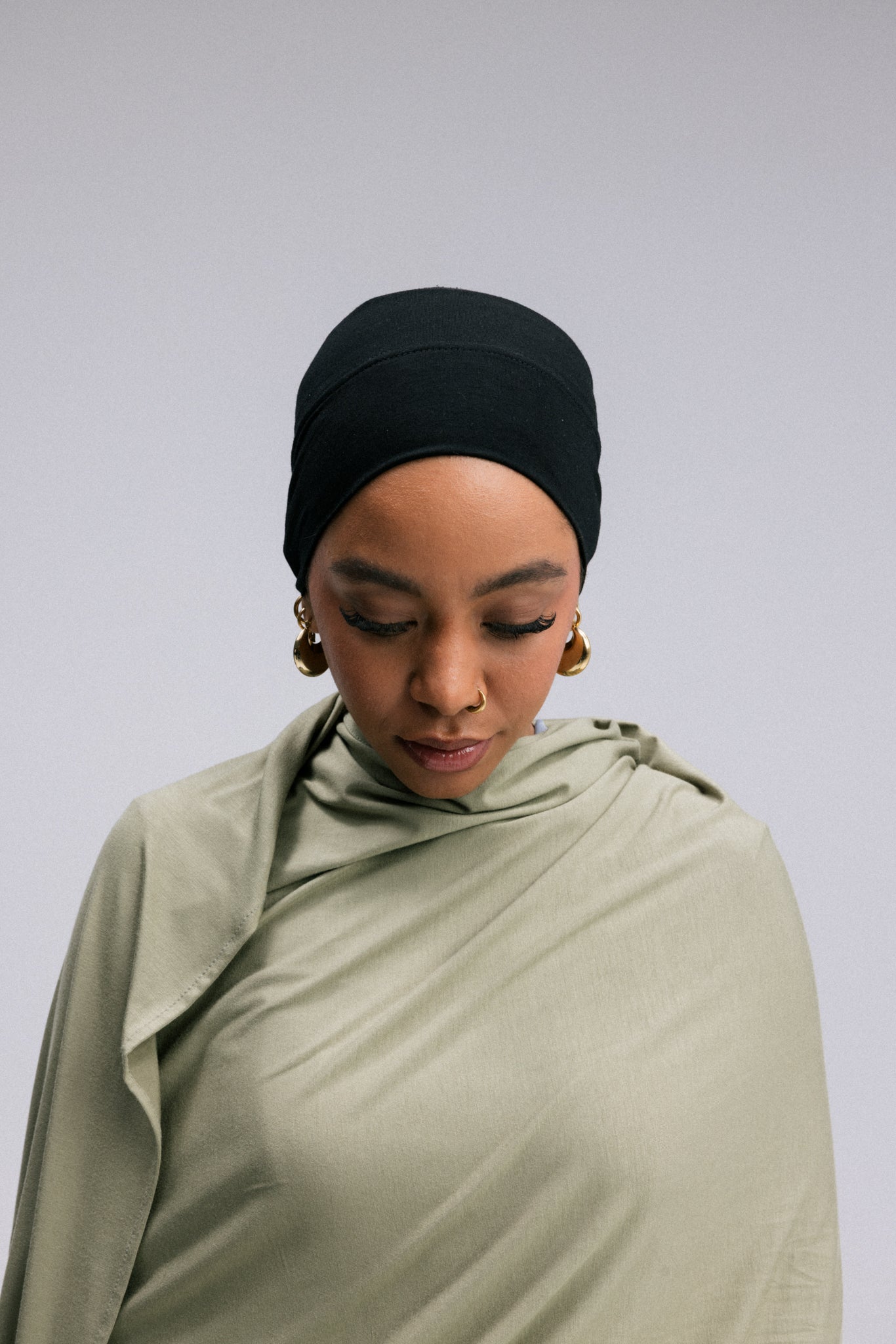 Overlay hijab undercaps in a headband design.