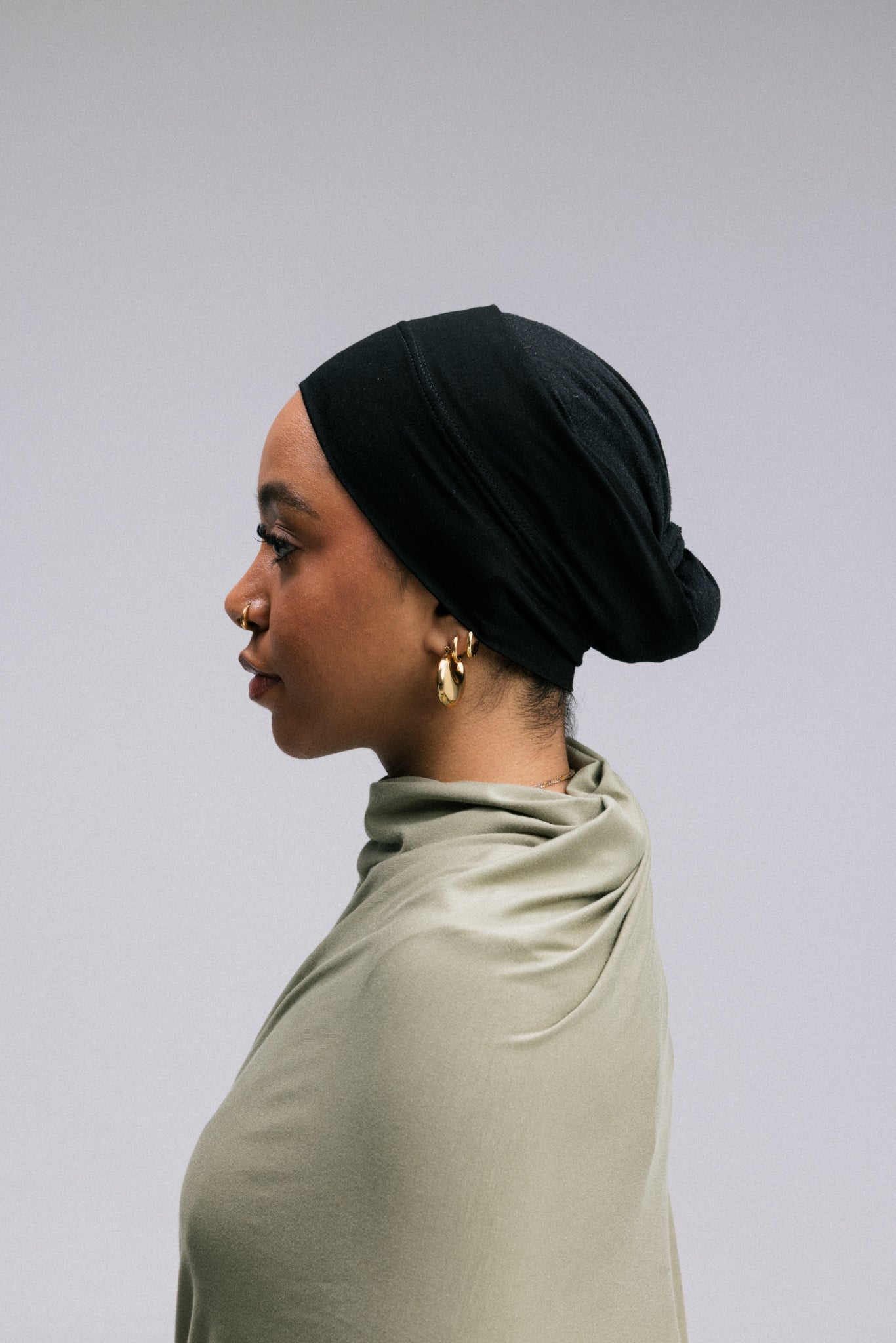 Overlay hijab undercaps in a headband design.